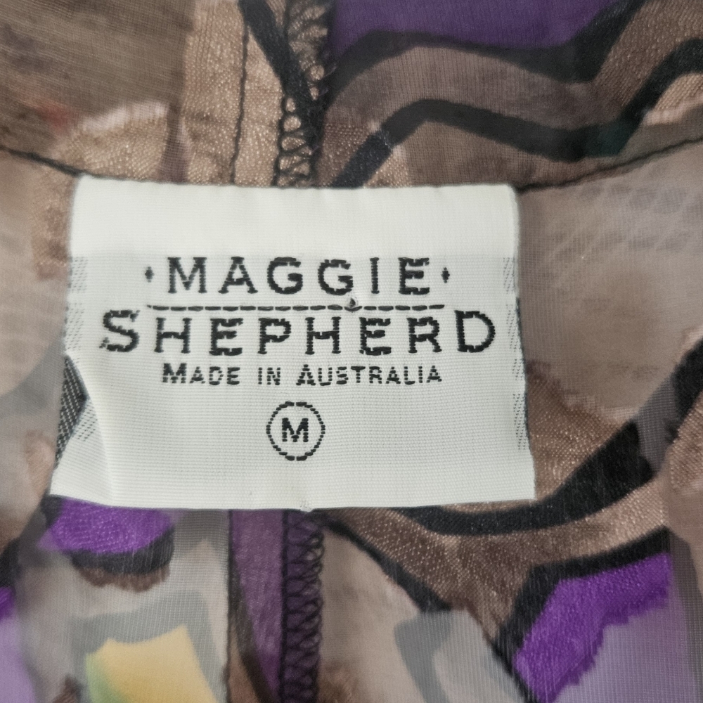 Maggie Shephard‎ Australia Vintage Long Sleeve Sheer Abstract Tunic Size Medium - Picture 3 of 8